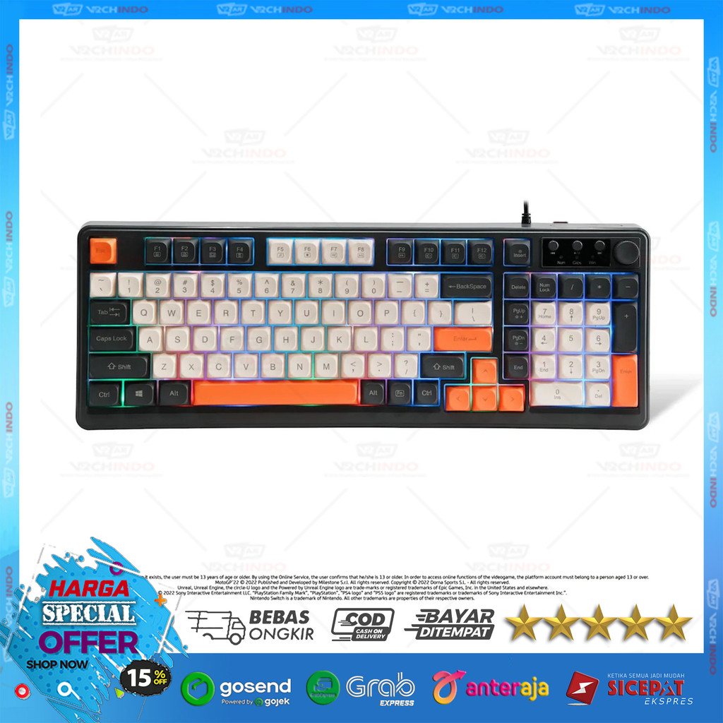 Rexus K98M 98-Key USB PC คีย์บอร์ดเกมคุณภาพพรีเมี่ยม / คีย์บอร์ด RGB / เมมเบรน
