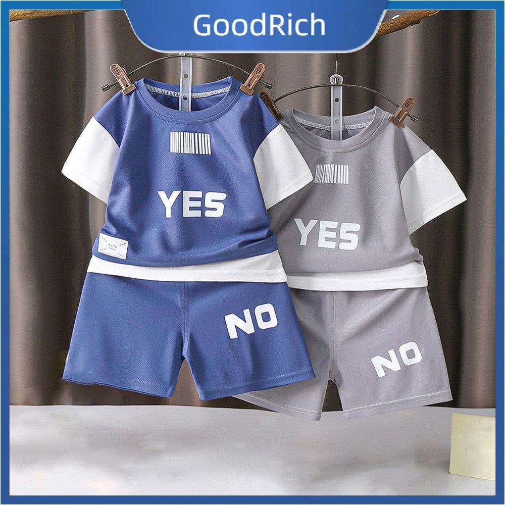 【สินค้าพร้อมส่ง】 ชุดเสื้อผ้าเด็กชายและเด็กหญิง ชุดเสื้อผ้าเด็กผู้หญิงฤดูร้อน ชุดเสื้อผ้าผู้หญิง อยู่บ้าน ยืดและกางเกงขาสั้นลายการ์ตูน 2 ชิ้น 【GoodRich】