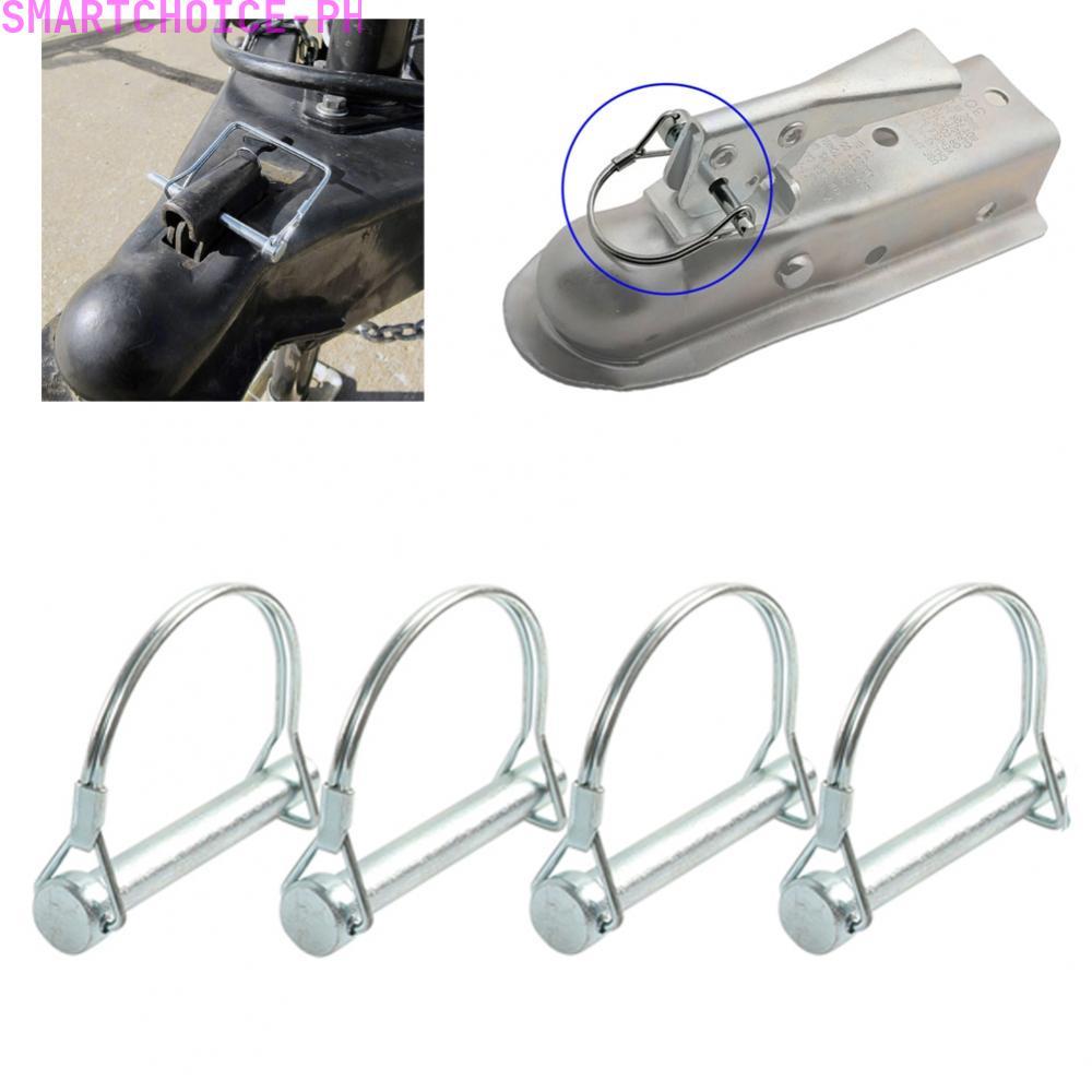 M8 x 70 มม. D Shape Trailer Coupler Hitch Pin Lock 4 แพ็คล็อคโลหะสีเงิน