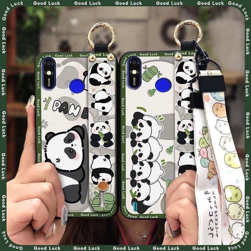ป้องกันปกหลังเคสโทรศัพท์สําหรับ Tecno Spark4 Lite/POP3 Plus/BB4 กันกระแทกผู้ถือโทรศัพท์แหวน Panda ซิ