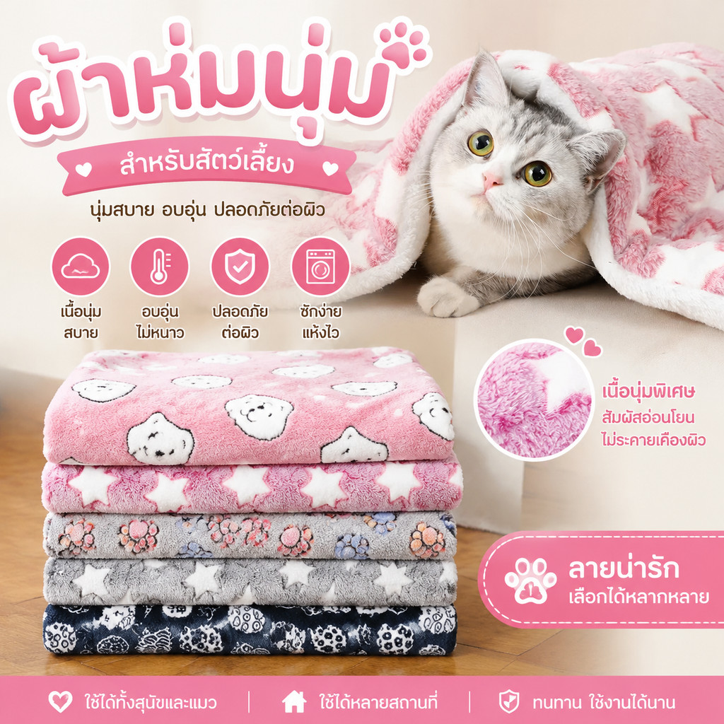 พร้อมส่ง พรมนอนสัตว์เลี้ยง เบาะนอนสำหรับสัตว์เลี้ยง เบาะรองนั่ง ที่นอนสัตว์เลี้ยง ขนนุ่ม ที่นอนสุนัข ที่นอนแมว