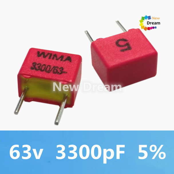 10PCS 63v 3300pF 332 3n3 ไข้ฟิล์มตัวเก็บประจุเชื่อม