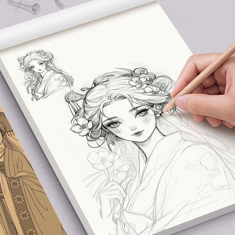 动漫人物描摹本素描' 漫画基础入门手绘儿童线描动漫临摹零基础画画Manga Hand Drawn Line Drawing Copy, Anime Character Copying, Picture