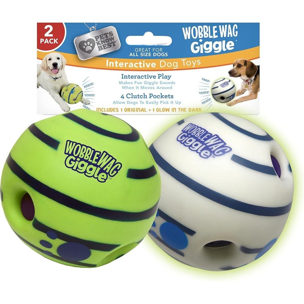 Wobble Wag Giggle Ball, Interactive Dog Toy, Fun Giggle Sounds เมื่อรีดหรือเขย่า, สัตว์เลี้ยงรู้ที่ด