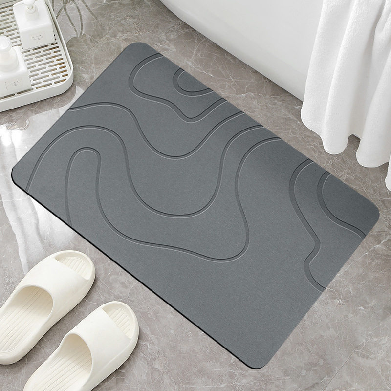 พรมปูพื้นห้องน้ํา Simple 3D Line Toilet Quick-Drying Mat Absorbent Foot Mat Entrance Door Mat