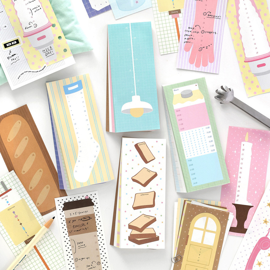 ไดลี่|80 ชิ้น/หนังสือสไตล์เกาหลี ins Timeline Notepad นักเรียนการเรียนรู้ Plan List Memo Punch Card Notepad