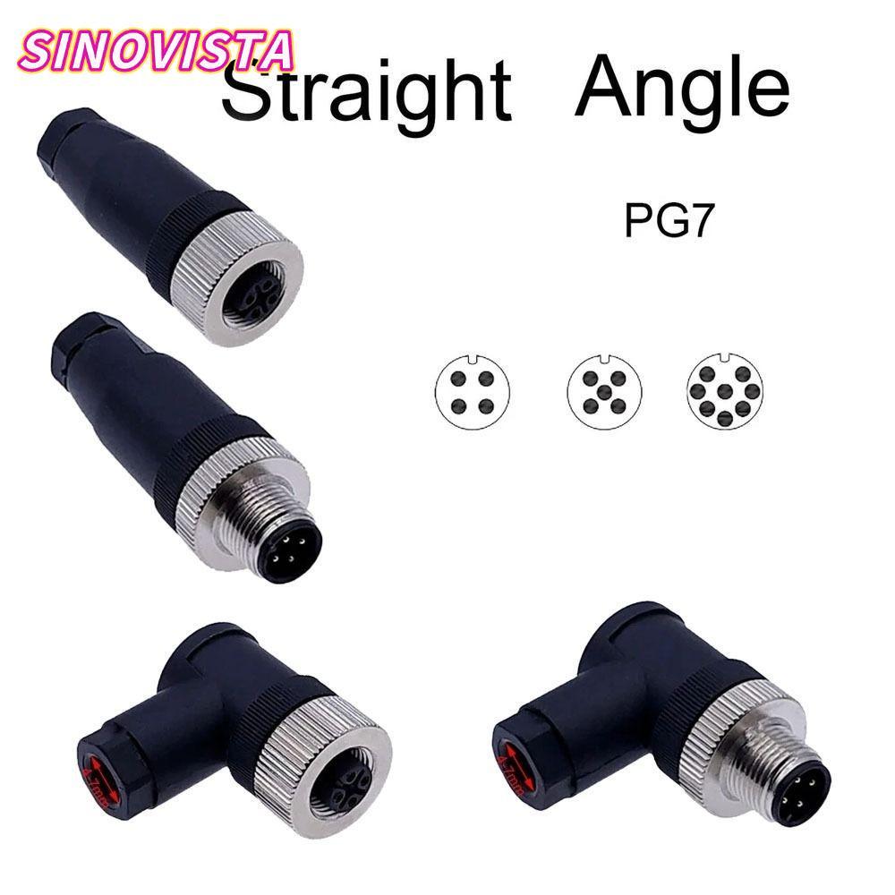 SINOVISTA M12 Sensor Connector, Connector Sensor Plug M12 ปลั๊กการบิน, M12 Sensor Cable Connector ชา