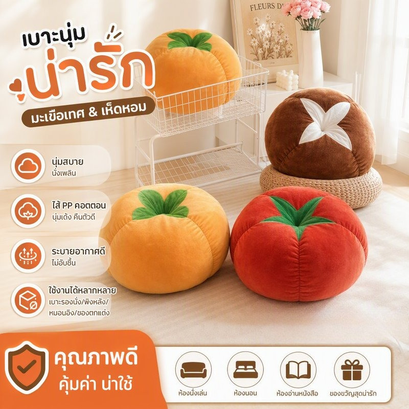เบาะรองนั่ง โซฟารูปเห็ด มะเขือเทศ นุ่มพิเศษ สไตล์มินิมอล สำหรับ ห้องนั่งเล่น ห้องนอน น่ารักเก๋ไก๋