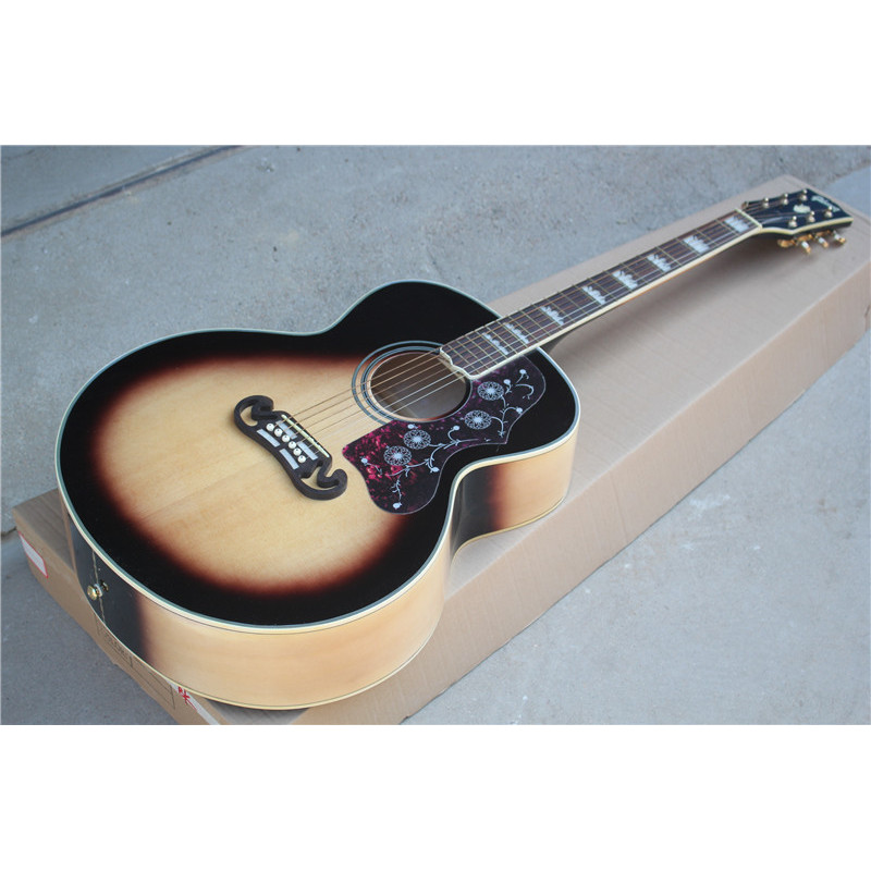 42 นิ้ว Gibson J-200 J200 กีต้าร์โปร่ง Vintage Sunburst Solid Spruce Top Professional กีตาร์