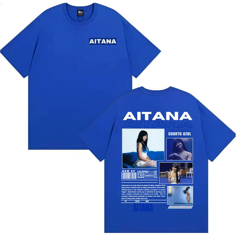 เสื้อยืด Jelajah Album by นักร้อง Aitana Cuarto Azul แฟชั่นสําหรับผู้ชายและผู้หญิง เสื้อยืดแขนสั้น