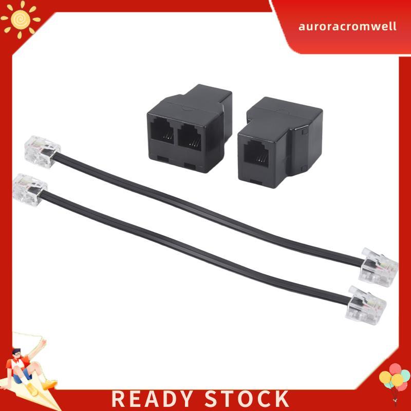 In Stock 2PCS RJ11 โทรศัพท์สาย Splitter 15 ซม.สาย 6P4C 2 พอร์ตสายโทรศัพท์ Splitter อะแดปเตอร์ติดตั้ง