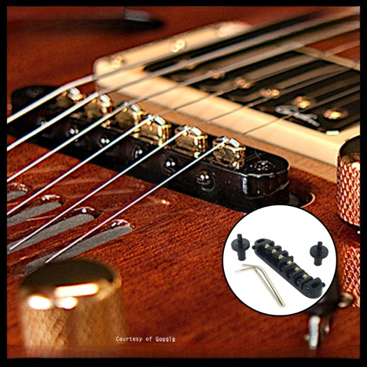 Bridge Tune O Matic ลูกกลิ้งทองเหลืองอานแบบปรับได้ Les Paul Black