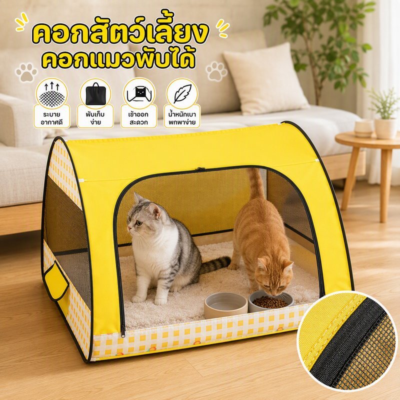 คอกสัตว์เลี้ยง พับได้ ผ้าอ็อกฟอร์ด กันน้ำ ระบายอากาศ กรงแมว กรงสุนัข แบบพกพา ทนทาน