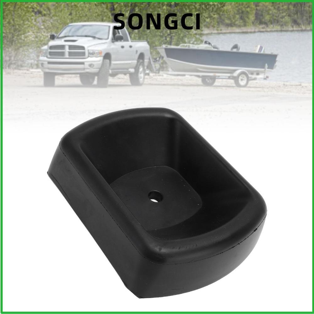 SONGCI Trailer Wheel Chock, ยางไนไตรล์ยางสีดํา Chock, ทนทาน 16.8 x 12.7 x 3.5 ซม. Jack Stabilizer สํ