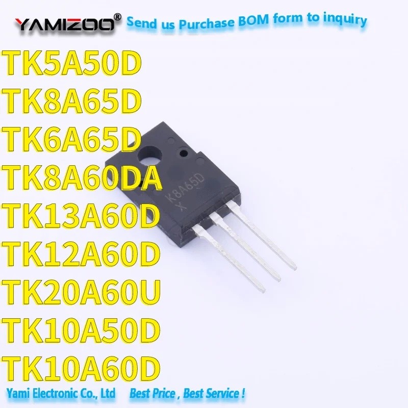 5PCS K8A60DA TK8A60DA TK5A50D TK6A65D TK8A65D TK10A50D TK10A60D TK12A60D TK13A60D TK20A65D ทรานซิสเต
