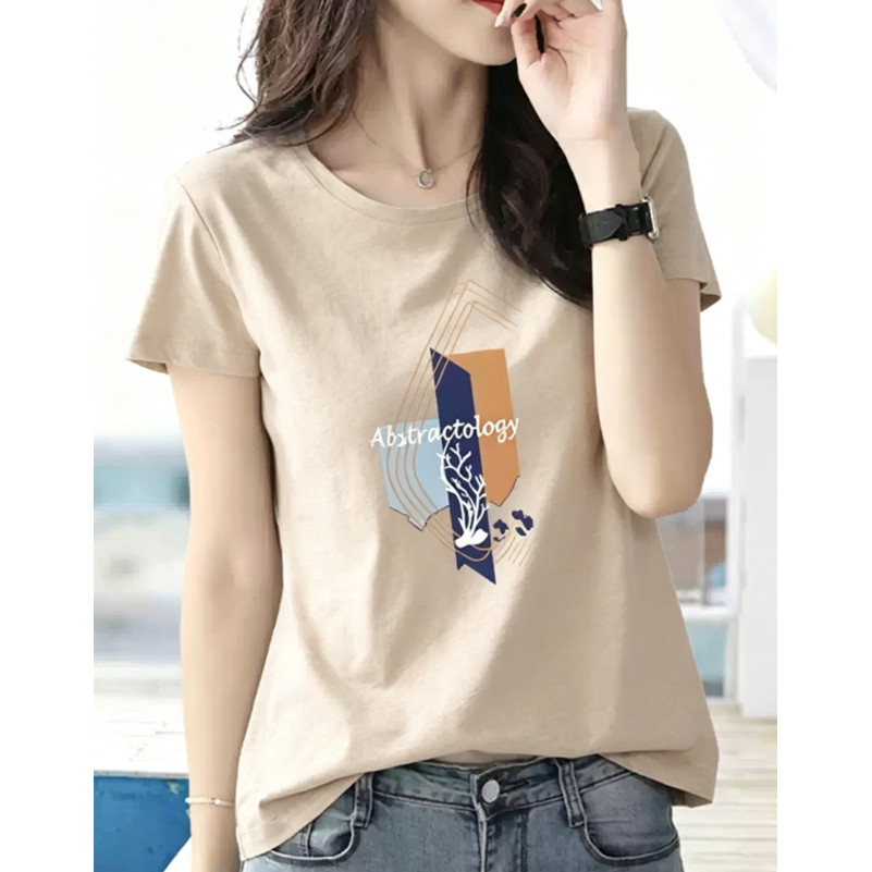 เสื้อยืดแขนสั้นแฟชั่นลายตัวอักษร Abstractology ลายปะการัง เรขาคณิต สำหรับแต่งตัวประจำวัน
