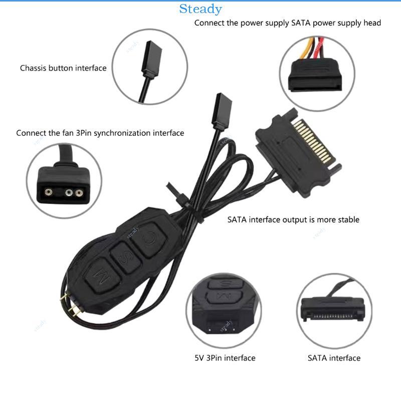 Steady ARGB Controller 5V 3Pin ARGB Controller แหล่งจ่ายไฟแถบไฟรีโมทคอนโทรล ARGB Sync Controller Cab