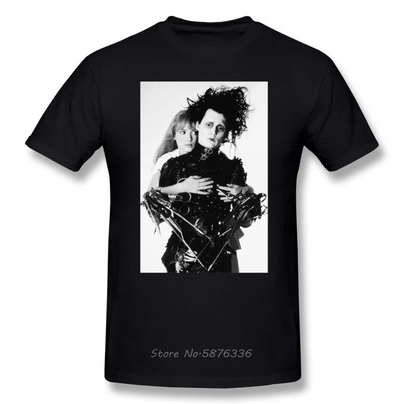 เสื้อยืด HKFZ Edward Scissorhands เดปป์ ไรเดอร์ เสื้อยืด Edward Scissorhands แขนสั้น แฟชั่น เสื้อยืด