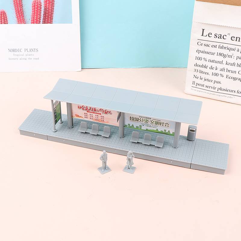 Mypink 1/87 Mini จําลอง Bus Station รุ่นรถไฟความเร็วสูงแพลตฟอร์ม Diy MY
