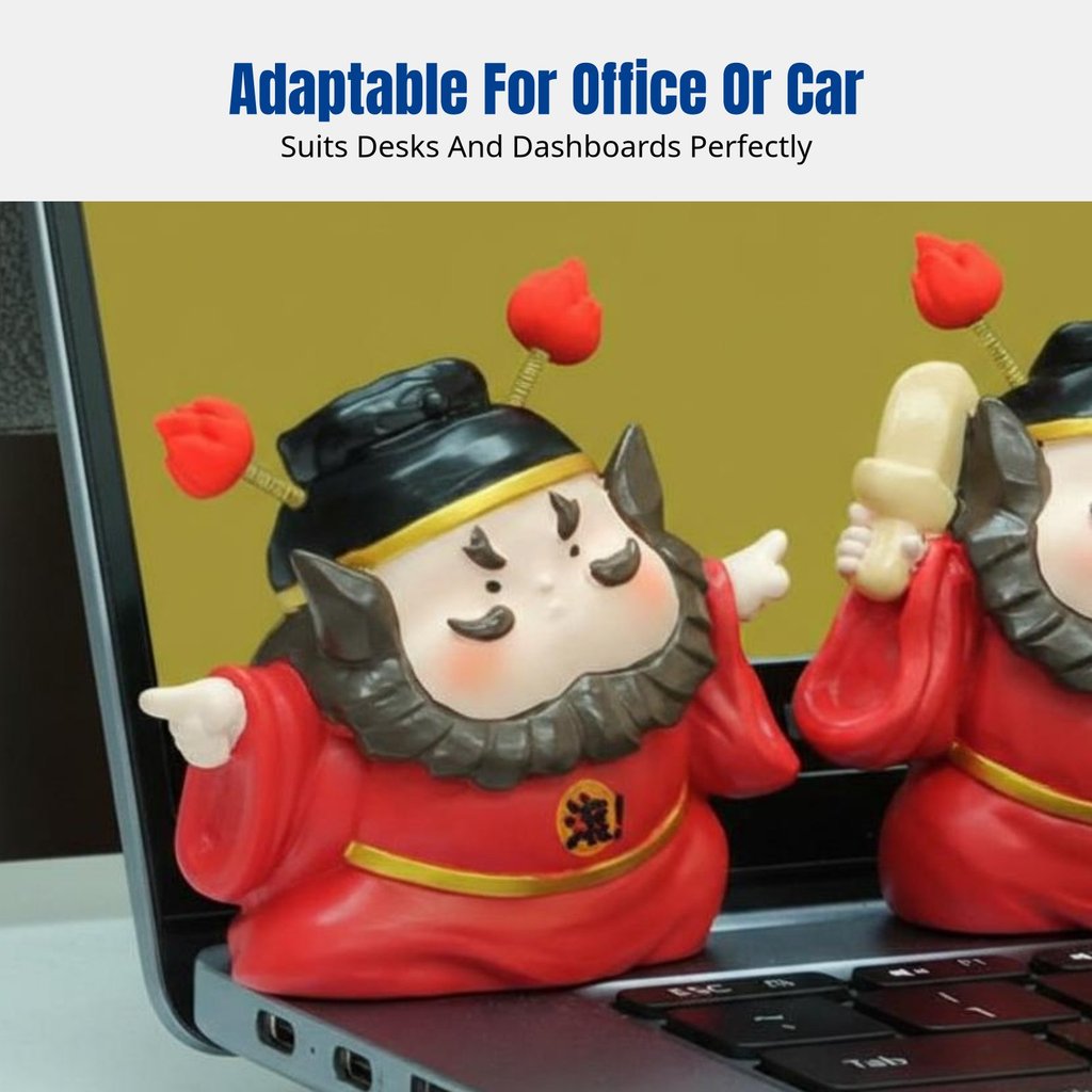 Zhong Kui Dashboard Decor, Office Desk Accent, Anti-Gossip Bouncing Figure