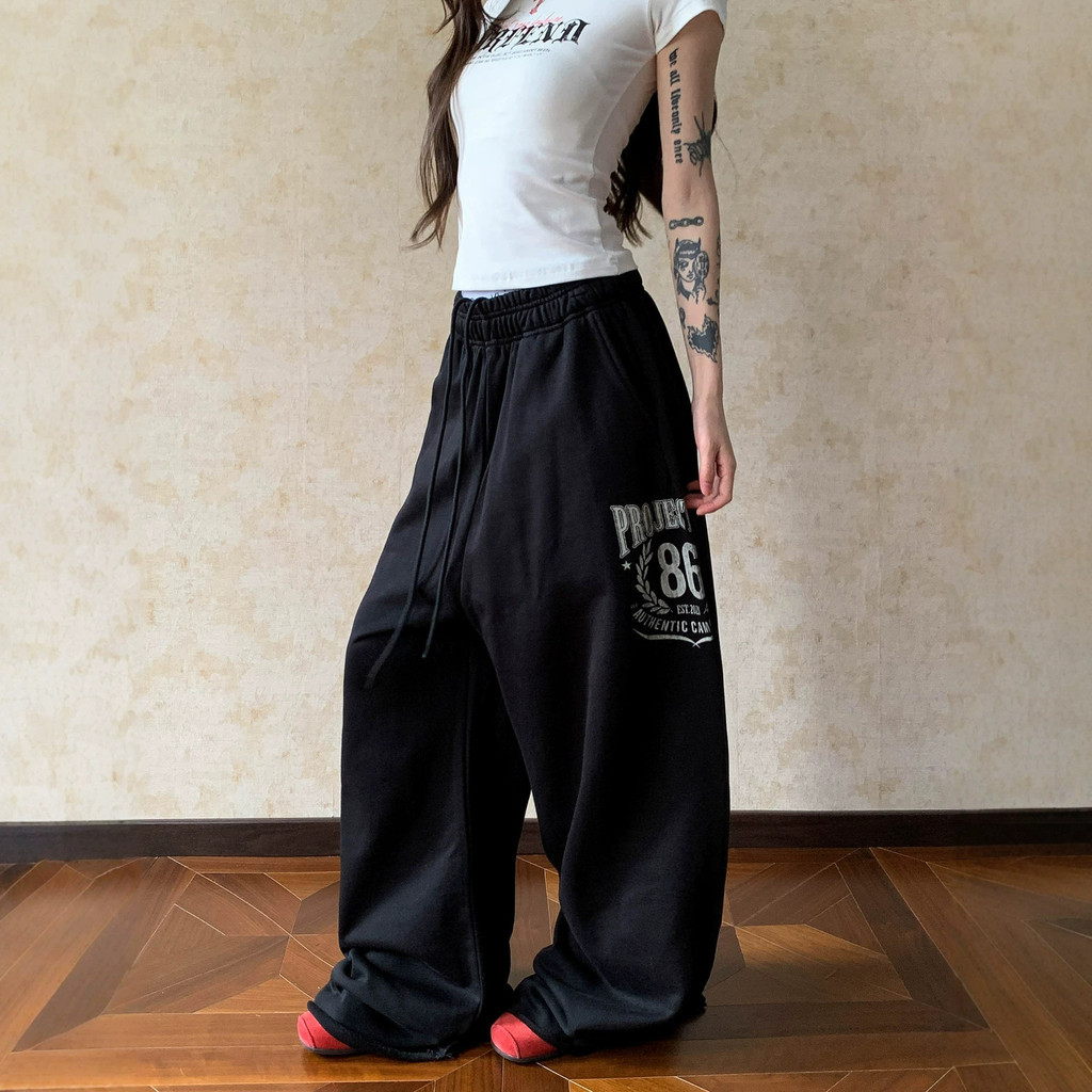 [สินค้าพร้อมสต็อก จัดส่งในวันเดียวกัน] Retro Lazy Style Hip Hop High Street Jazz Dance Pants Female 