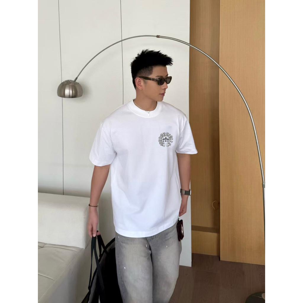 Chrome Hearts/Chrome Hearts ผู้ชายผู้หญิงเสื้อยืดพิมพ์เสื้อยืดกีฬาเสื้อยืดฟิตเนส Retro YFKB