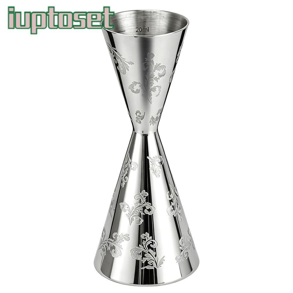 IUPTOSET Double Head Jigger, สแตนเลส 30/60ml Didi Jigger Cup, Professional Leaves Stripe Design Bart