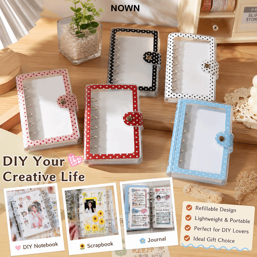 NOWNICE A7 Binder Cover, PVC Polka Dot Binder, ทนทาน Polka Dot A7 Kpop Photocard อัลบั้มปก Journal ท
