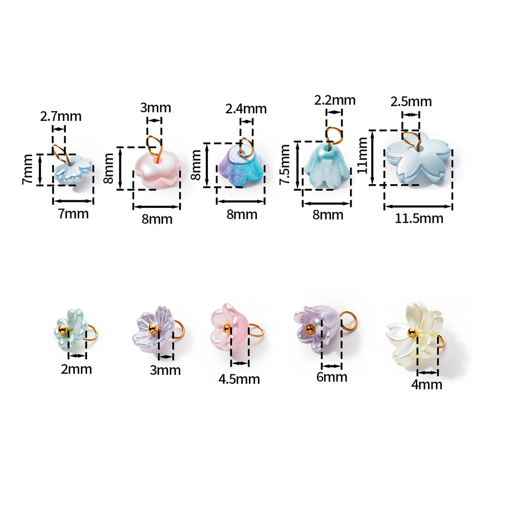 St.kunkka 10 ชิ้น ABS เลียนแบบไข่มุกดอกไม้ Charms Cherry Blossom จี้ DIY ต่างหูสร้อยข้อมือเครื่องประดับทํา Supply — صورة 2