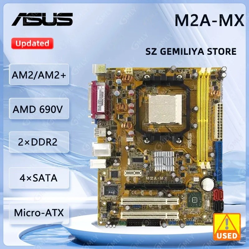 ASUS M2A-MX ซ็อกเก็ตเมนบอร์ด AM2 NVIDIA NF6100-430 2DDR2 PCI-E 16X Micro ATX รองรับ Athlon 64 3500 3