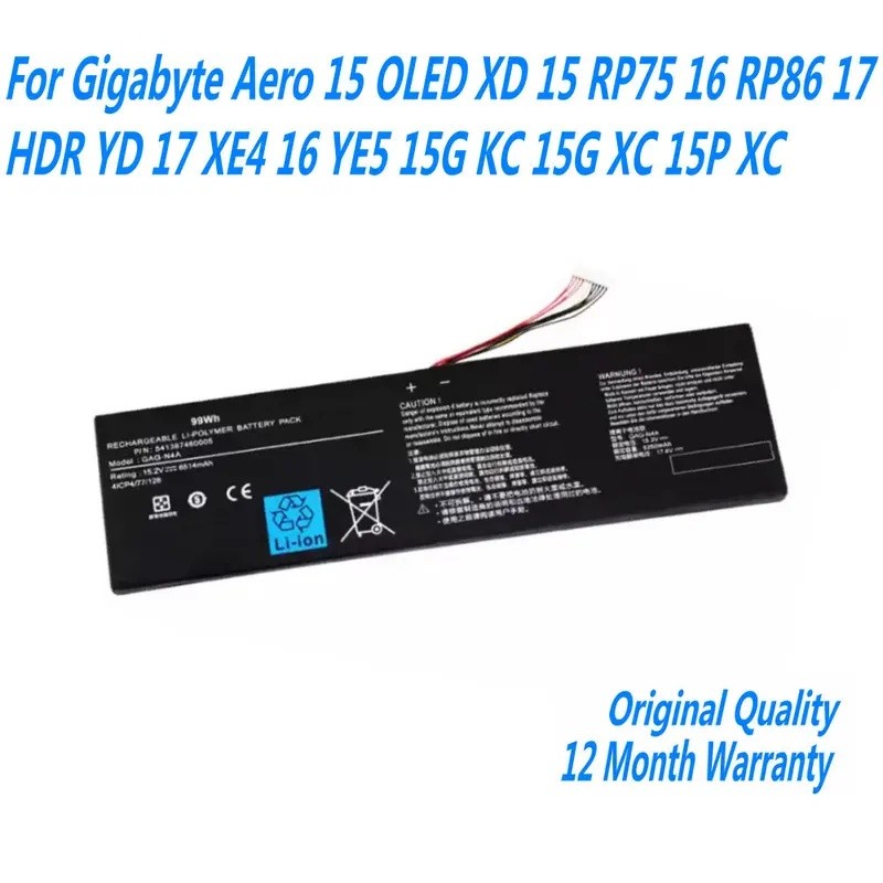 Original GAG-N4A แบตเตอรี่สําหรับ Gigabyte Aero 15 OLED XD 15 RP75 16 RP86 17 HDR YD 17 XE4 16 YE5 1