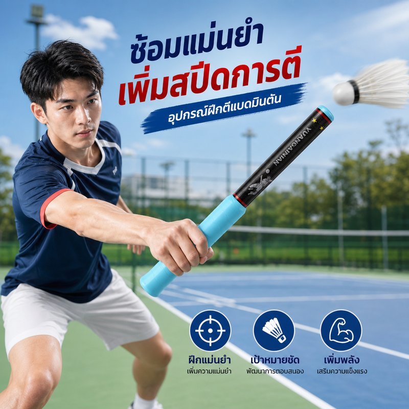 Swing ไม้แบดมินตัน เครื่องมือเสริม อุปกรณ์ฝึกสวิงแบดมินตัน ปรับแรงตึง มีเสียงเตือน ด้ามจับกันลื่น พกพาง่าย