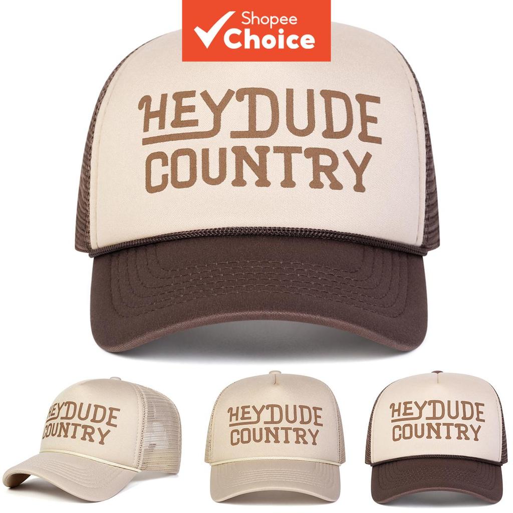 Unisex Hey Dude Country ปักตาข่ายปรับได้เบสบอลหมวกฤดูร้อน Sun หมวกท่องเที่ยวกลางแจ้งสําหรับผู้ชายผู้