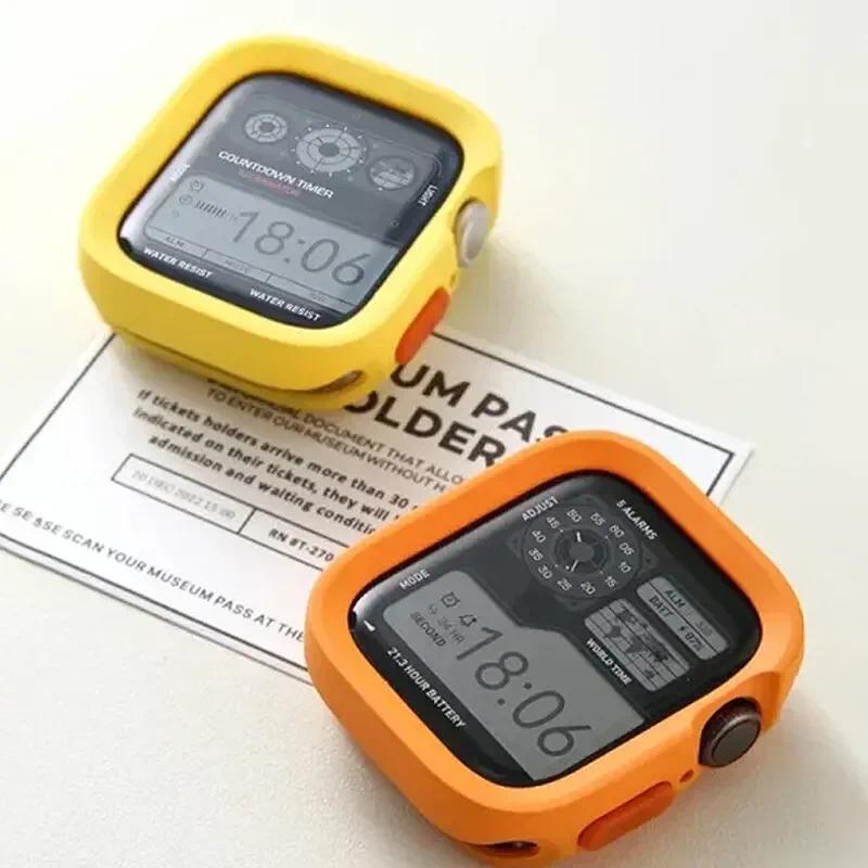 กรณีTPU Hollowป้องกันหน้าจอสําหรับApple Watch Ultra 4 3/SE 3 2 Series 12 11 10 9 8 7 6 IWatch 49 46 