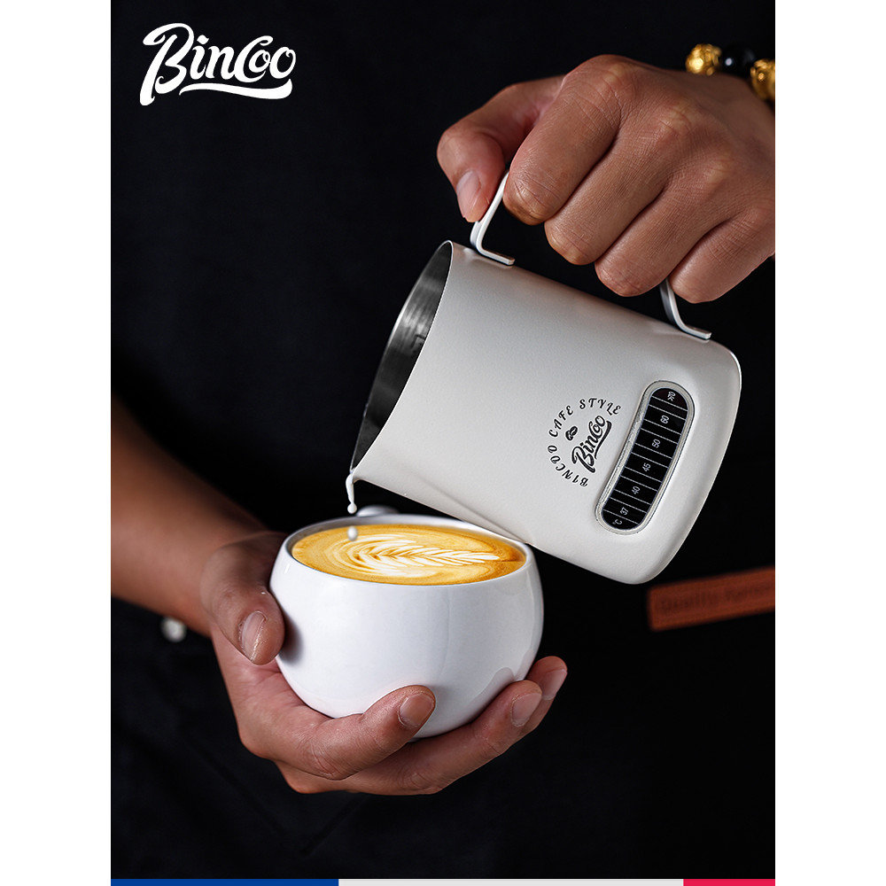 Bincoo Warm Italian Coffee Milk Cup สแตนเลส Latte Cup Professional Milk Foam Cup Latte Tank Round Mo