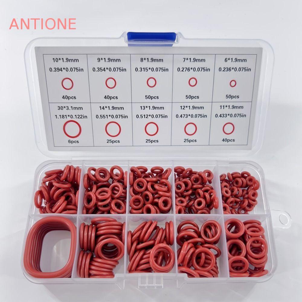 ชุดโอริงซิลิโคน ANTIONE, ชุดซีลโอริงทนอุณหภูมิสูงทนความร้อน, Mixture ซิลิโคนสีแดงทนน้ํามันขนาดต่างๆ O-Ring Combo Pack ปิดผนึกท่อน้ํา
