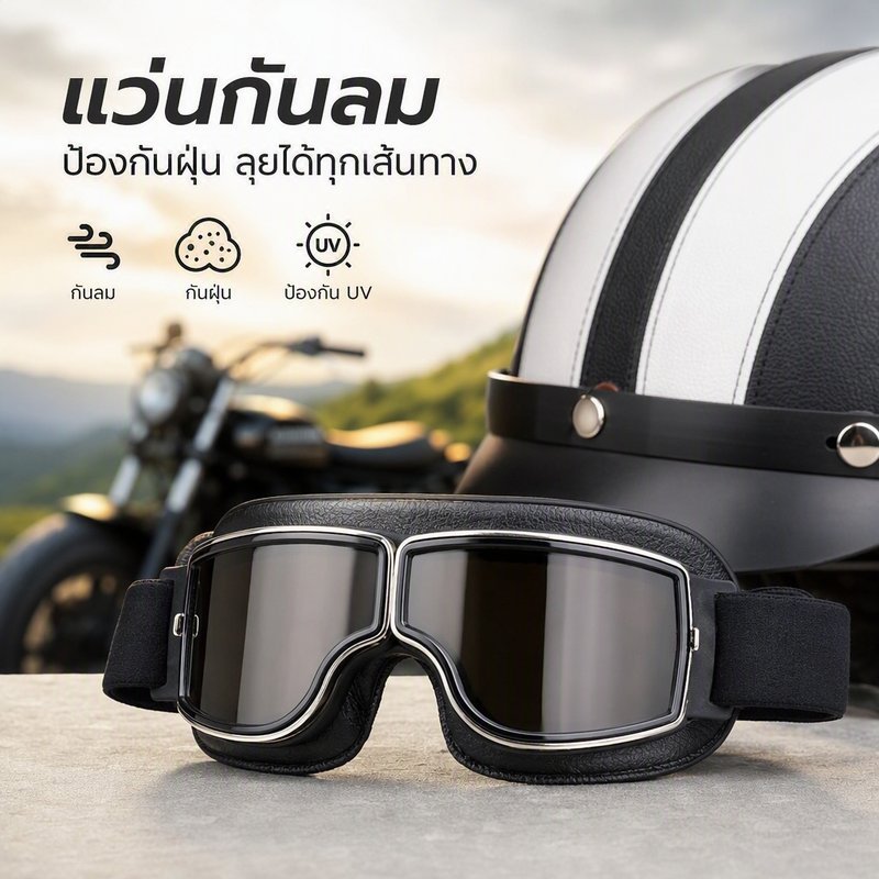 แว่นตากันลมกันฝุ่น มอเตอร์ไซค์ กันแดด กันหมอก เลนส์ชัด ใส่สบาย กระชับหน้า กลางแจ้ง ทนทาน