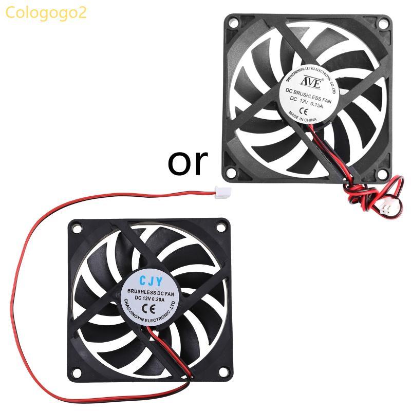 Cologogo2 8010 DC พัดลมระบายความร้อนแบบไม่มีแปรง DC12V 0 15A 9 06in 2 Pin สายไฟสําหรับ PC C