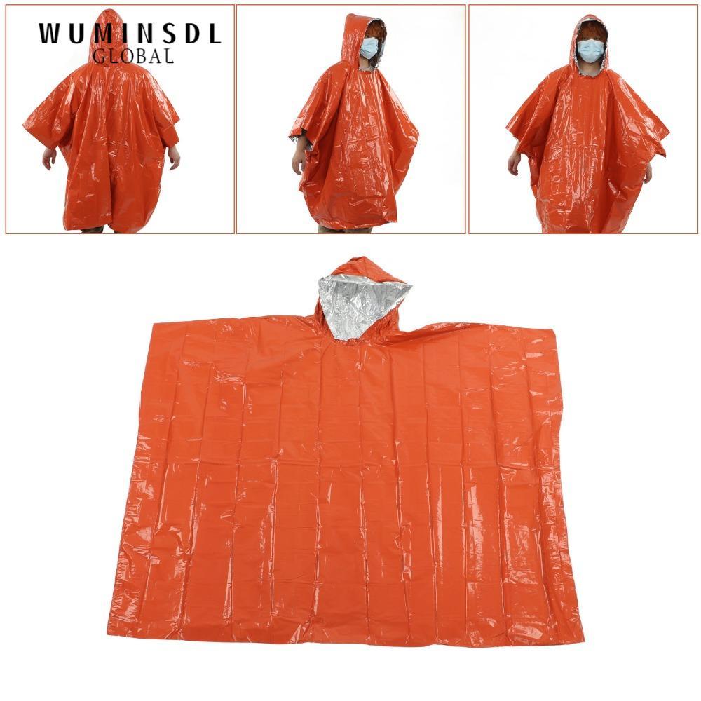 WUMINSDL เสื้อปอนโชฉุกเฉิน, ฟิล์มอลูมิเนียม PE 100x120 ซม. เสื้อปอนโชแบบใช้ซ้ําได้, ทนทานพร้อมถุงเก็