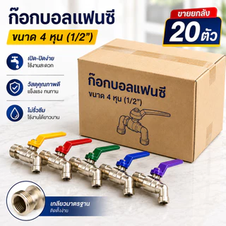 ก๊อก ก๊อกน้ำ **ยกกล่อง20ตัว** ก๊อกบอลแฟนซี ขนาด 4 หุน (1/2) ราคาถูก คุณภาพเกินราคา ทนทาน ไม่เป็นสนิม (คละสี)