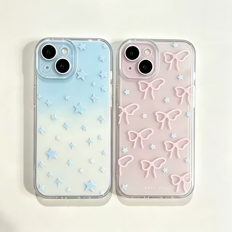 Artistic สีชมพูสีฟ้าดาวสําหรับ Xiaomi 17T 15T Pro POCO X7 M7 Pro X6 PRO F7 F5 X5 M4 X4 M3 5G TPU โปร่งใสแนวโน้มยี่ห้อเคสโทรศัพท์