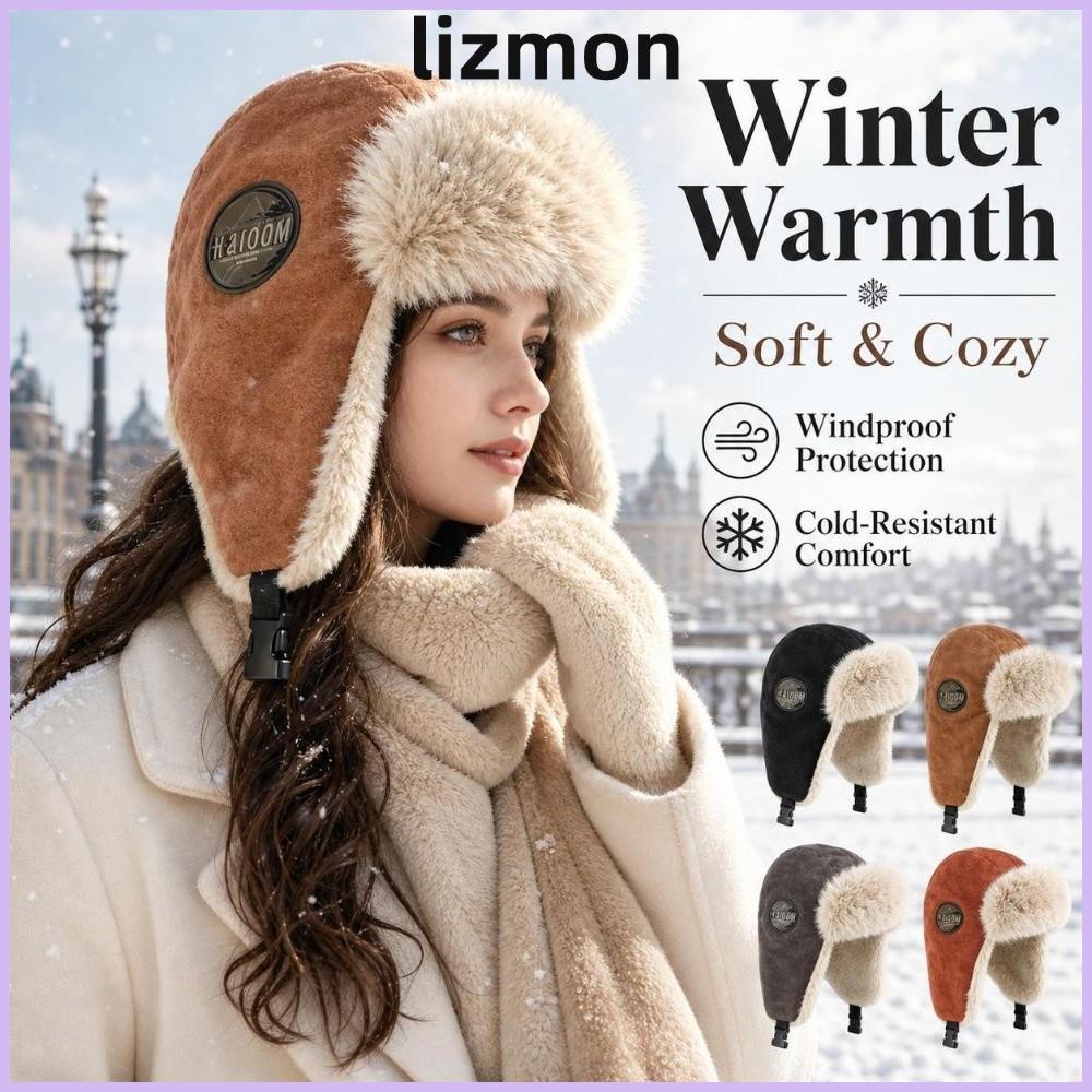 LIZMO Fur Ushanka Hat, Earflap Fur Insulated Earflap Hat, Wind Bomber Cap Winter