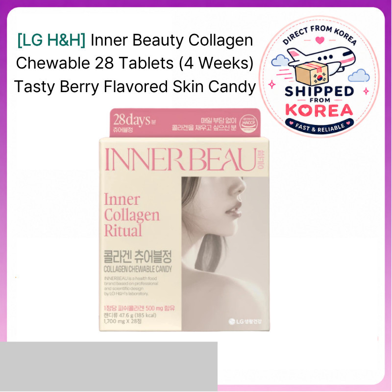 [LG H&H] Inner Beauty Collagen Chewable 28 Tablets (4 Weeks) / Tasty Berry Flavored Skin Candy