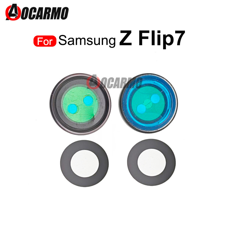 1X สําหรับ Samsung Galaxy Z Flip7 SM-F7660 F766U F766B F766N เลนส์กล้องด้านหลังพร้อมกรอบแหวนและกาวอะ