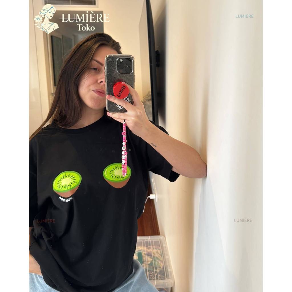 LUMIÈRE American Style T-Shirt Shop kiwi Fruit Motif เสื้อยืดผู้หญิง