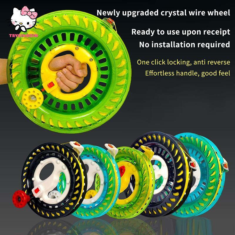 [ntrysingoin] 1 ชิ้นกลางแจ้งรอบจับสีฟ้าสําหรับ Fying Kites 100-400M Kite Reel Winder Fire ล้อ String Flying Handle เครื่องมือ Twisted String Line TH