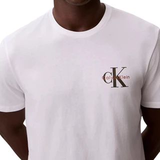 CALVIN KLEIN เสื้อยืดคอกลมผู้ชาย Monologo Graphic ทรง Regular รุ่น 4RF835G YAF-สีขาว