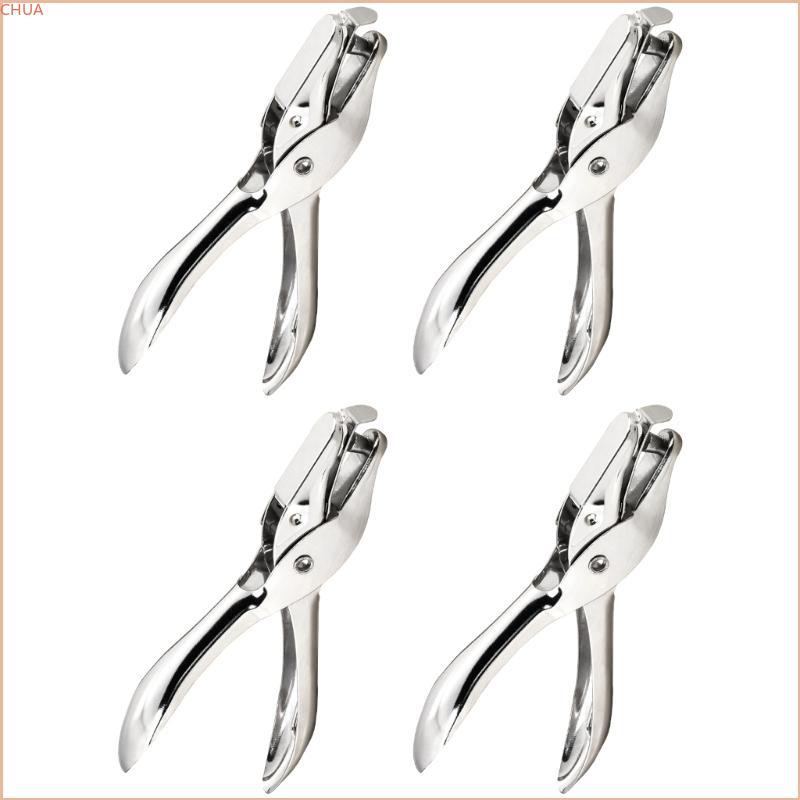 Chua Pack of 4 Smooth Handle Hole Punches Stainless Steel Build Paper Punches Tool