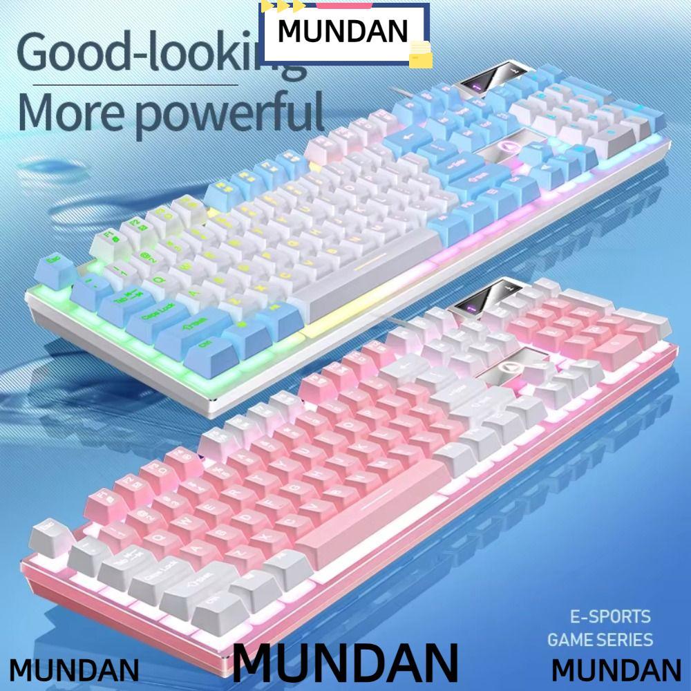 MUNDAN Gaming Keyboard, คีย์บอร์ดแบบมีสายเรืองแสง 104 คีย์, อินเทอร์เฟซ USB Mechanical Sensation K50