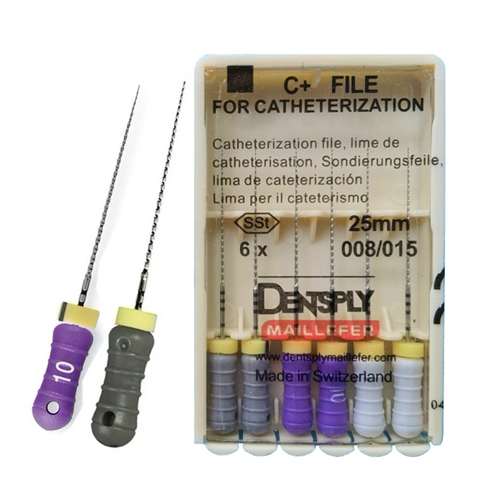6 ชิ้น/กล่อง Dentsply Original C+ File Endo 6s Dentsply Mallifer เครื่องมือแฟ้มสแตนเลสเบอร์ #06 #08 